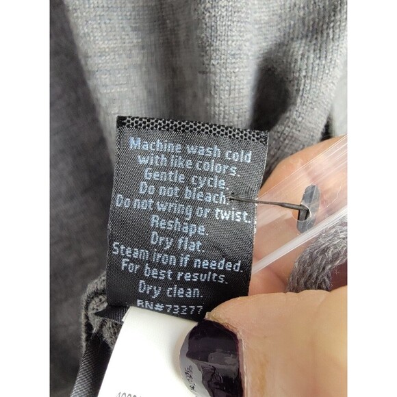 Marc Anthony Mens Sweater XL Merino Wool Blend Gray Light Button Patch Pockets - Picture 9 of 13